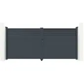 Casanoov Flügeltor Carpatia 400x180cm & Gartentür 100x180cm Aluminium Grau