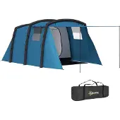 Outsunny Aufblasbares Campingzelt 3-6 Personen Outdoor Tunnelzelt mit Seitenfenstern