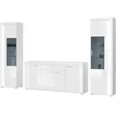 Inn.Furn Wohnwand "Sunroof" in weiß Hochglanz Wohnkombination 3-teilig mit Front-LED 332 x 202 cm