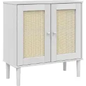 vidaXL Sideboard SENJA Rattan-Optik Weiß 80x35x80 cm Kiefernholz