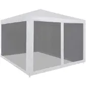 vidaXL Partyzelt mit 10 Mesh-Seitenteilen Weiß 6x4 m HDPE