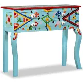 vidaXL Konsolentisch Massivholz Mango Blau Handbemalt
