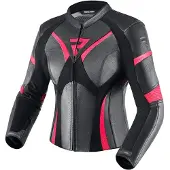 Rebelhorn Rebel Damen Motorrad Lederjacke, schwarz/rosa, 42