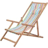 vidaXL Strandstuhl Klappbar Stoff und Massivholz Mehrfarbig