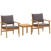 vidaXL Gartensofa-set 3 Stk. 2-Sitzanzahl Anthrazit Massivholz Akazie