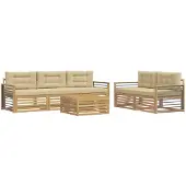 Syfax Outdoor-Sofagarnitur 6 pcs Weiß und Beige