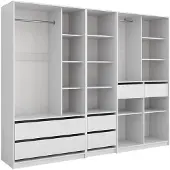 Vicco Kleiderschrank Elmo Weiß 100 x 200 cm 3er Set, Model 61357
