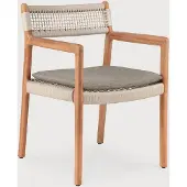 Ethnicraft Jack Woven Outdoor-Armlehnenstuhl Teak/Kordel Beige