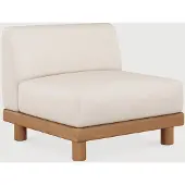 Ethnicraft Monocle Outdoor-Modulsofa 1-Sitzer Teak/Stoff White