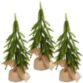 Creativ Green künstliche Pflanze Tanne im Jutesack, 45cm, grün, 3er Set