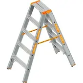 Layher Topic 1048 Stufenstehleiter eloxiert 2x5 Stufen