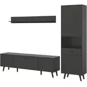 Inn.Furn Wohnwand "Madea" in grau matt Wohnkombination 3-teilig 258 x 195 cm