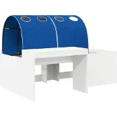 Syfax Hochbett mit Schreibtisch für Kinder 3 Stk. Weiß und Blau