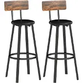 HOMCOM Barhocker 2er Set Tresenhocker Barstuhl mit Fußstütze, Rückenlehne