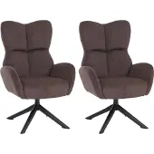 Mendler 2er-Set Esszimmerstuhl MCW-Q54, Relaxstuhl Loungestuhl Polsterstuhl, drehbar Metall Cord (320g/m²) dunkelbraun