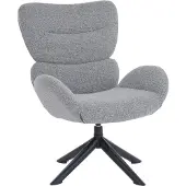 Mendler Loungestuhl MCW-Q53, Sessel Loungesessel Esszimmerstuhl, drehbar Metall Chenille (420g/m²) dunkelgrau