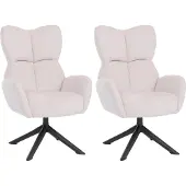 Mendler 2er-Set Esszimmerstuhl MCW-Q54, Relaxstuhl Loungestuhl Polsterstuhl, drehbar Metall Cord (320g/m²) creme