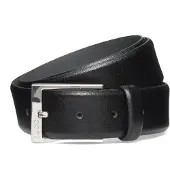 HUGO Gürtel aus genarbtem Leder mit Metalldetails in Silber-Optik Grösse 90