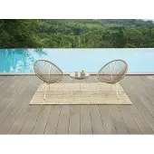 Vente-unique Gartentisch - Polyrattan - Helles Naturgeflecht - ALIOS III von MYLIA