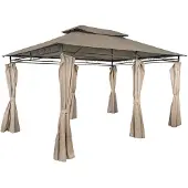 4IQ Gartenpavillon 3x4 m Beige mit Seitenwänden – Wetterfeste Gartenlaube, Metallpavillon für Terrasse & Garten, 12 m²
