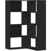 vidaXL Eck-Bücherregal 4 Etagen Schwarz 85x85x140 cm Holzwerkstoff
