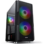 Modecom VOLCANO AMIRANI ARGB Schwarz, Midi-Tower PC-Gehäuse, passend für ATX, 3 x 120 mm ARGB Lüfter, Glasfenster, Mesh-Front