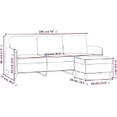 vidaXL 3-Sitzer-Sofa mit Hocker Schwarz 180 cm Samt