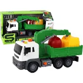 Leantoys Lean Toys Müllwagen Kran Reibungsantrieb Spielzeug LKW Set Sounds Müllcontainer, Größe:UNIVERSAL