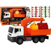 Lean Toys Müllwagen mit Kran Friktionsantrieb Orange 1:16
