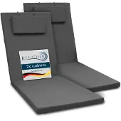Beautissu 2er Set Gartenliege Auflage Loft RL, 200x60x5cm, Graphitgrau