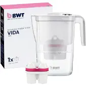 BWT Wasserfilter Kanne Vida Weiß 2,6 Liter – mitgelieferte Kartusche filtert nicht nur Kalk, Chlor, Blei und Kupfer sondern reichert Ihr Leitungswasser zusätzlich mit Magnesium an