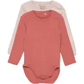 Minymo Body l/ä - Rib - 2er-Pack - Canyon Rose - - 68 - Body L/Ä