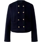 OUI Dunkelblaue Scuba Jacke Größe 36 in Doppelreiheroptik mit Wappenmotiv-Knöpfen