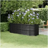 Markenlos Hochbeet aus pulverbeschichtetem Stahl 224x80x68 cm in Anthrazit