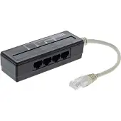 InLine 4-fach Telefon Port Splitter, RJ45 Stecker an 4x RJ45 Buchse, 0,15m, 0,15 m, Mehrfarbig