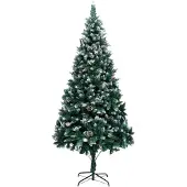 The Living Store Künstlicher Weihnachtsbaum mit Zapfen und Schnee 240 cm