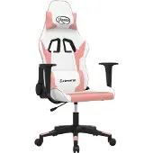 vidaXL Gaming-Stuhl mit Massagefunktion Weiß und Rosa Kunstleder