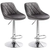 Helloshop26 Barhocker aus Samt, 2er-Set, dunkelgrau 19_0000395