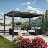 PRIMEYARD 4x3m Pergola in anthrazit; mit Lamellendach in anthrazit - (GFPV01123)