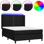 vidaXL Boxspringbett mit Matratze & LED Schwarz 140x190 cm Stoff