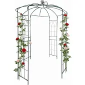 Relaxdays Rosenpavillon Metall, HBT: 290 x 206 x 206 cm, Rankhilfe Kletterpflanzen, Garten, Rankpavillon mit Haken, grün