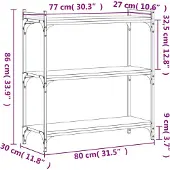 vidaXL Bücherregal 3 Böden Schwarz 80x30x86 cm