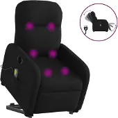 vidaXL Elektrischer Massagesessel mit Aufstehhilfe Schwarz Stoff