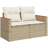 vidaXL Gartensofa-set 10 stk. Beige Poly-Rattan