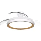 Philips LED-Deckenventilator Bliss, gold/weiß, DC, leise dimmbar, weiß / opal, für Wohn- / Esszimmer, Metall, Modern