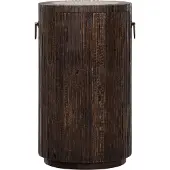 MUST Living Beistelltisch Stripe aus Teakholz, rundes Design, skandinavischer Stil, dunkelbraun, 60 cm hoch