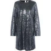 Kaffe Midikleid "Damen Kleid KAlau", Damen, Gr. XS, N-Gr, silber (schwarz silber), Obermaterial: 98% Polyester PES. 2% Elasthan EL., Kleider Midikleid