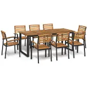 vidaXL 9-tlg. Garten-Essgruppe Massivholz Akazie und Metall