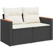 vidaXL Gartensofa-set 10 stk. Schwarz Poly-Rattan
