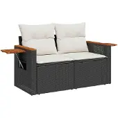 vidaXL Gartensofa-set 10 pcs Schwarz Poly-Rattan